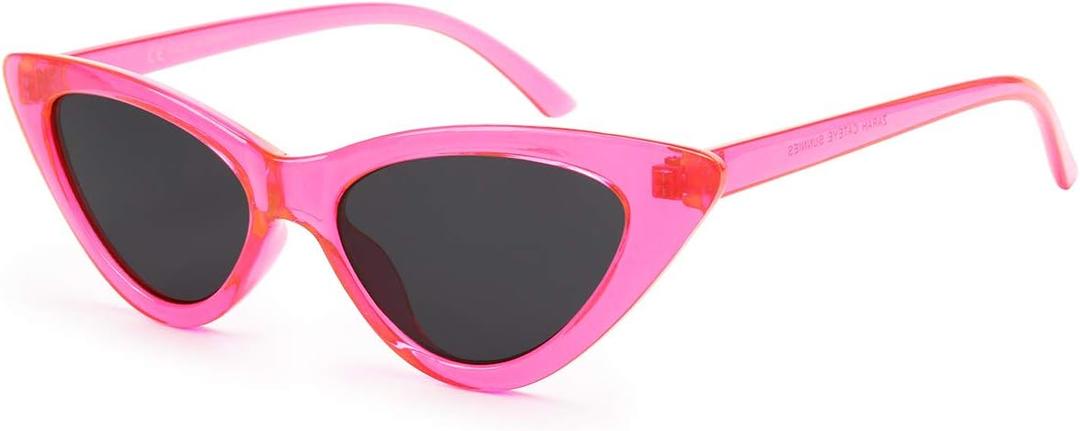livho Retro Vintage Narrow Cat Eye Sunglasses for Women Clout Goggles Plastic Frame (Barbie Powder)