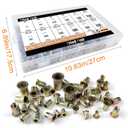 Trivd Frol Rivet Nut Tool Kit, 520pcs SAE & Metric Rivet Nut Assortment Kit w Galvanized Carbon Steel Flat Head Threaded Insert Nuts, Sizes 6-32 8-32 10-24 1/4"-20 5/16"-18 3/8"-16 M3 M4 M5 M6 M8 M10