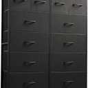 WLIVE Tall Dresser for Bedroom with 12 Drawers, Dressers & Chests of Drawers, Fabric Dresser for Closet, Living Room, Storage Dressers with Storage Drawers, Steel Frame, Wood Top, Charcoal Black