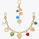 2Pcs Bag Chain Charm, Coach Purse Jewelry Keychain with Red Rhinestones Trendy Gold Bag Heart Charms