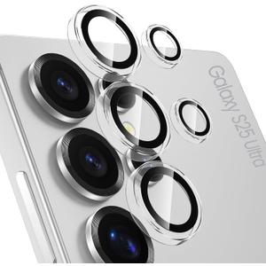 Tensea (3+2PCS Compatible with Samsung Galaxy S25 Ultra Camera Lens Protector, 9H Tempered Glass Camera Cover Screen Protector Metal Individual Ring [Installation Tray][Case Friendly] (Clear)