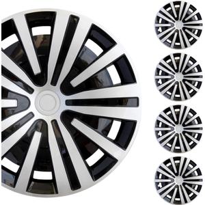Hubcap Wheel Cover Replacement R16 Hub Caps Universal Wheel Rim Cover ABS Material Exterior Accessories Snap On Car Truck SUV -Set of 4 (16-Inch, Silver-Black)