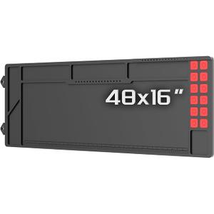 Magsaddle Extra Large Gun Cleaning Mat for Rifle Shotgun Pistol, 48" x 16" Cleaning Pad for All Guns with Magnetic Parts Tray and Built-in Ruler, Anti-Slip Workbench Mat for Gun Maintenance (Black)