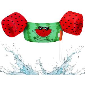 HeySplash Swim Vest for Kids, Toddler Pool Floaties Fit 20-50/70 Lbs, Children Swimming Vest with Adjustable Strap, Swim Jacket Water Wing Arm Float, Puddle Sea Beach Boat Jumper Boy Girl Baby (G Red Melon)