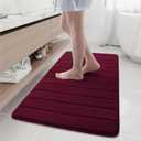 Buganda Memory Foam Bath Mat, 47" x 24", Ultra Soft and Non-Slip Bathroom Rugs, Water Absorbent and Machine Washable Bath Rug Runner for Bathroom, Shower, and Tub, Burgundy