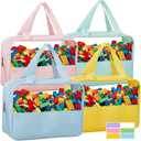 4-Pack Toy Storage Bags with Zipper, Clear Pvc Organizing Bags, Toy Organizer Bag with Portable Handheld Device, Toy Bag for Board Games Clay, Building Blocks, Toys
