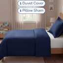 Duvet Cover Twin/Twin XL Size Set - Extra Soft Twin/Twin XL Duvet Cover 68" x 90" with 1 Pillow Sham - Hotel Luxury, Easy Care, Fade Free with Zipper Closures & Ties - Comfy & Breathable (Navy Blue)