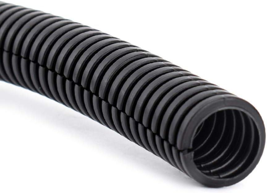 ZhiYo 20FT 3/4 Wire Loom Split Tubing Auto Wire Conduit Flexible Cover | High Temperature Heat Resistant -40F to 257F | Plastic Cover for Electrical Wires & Cables (Black)
