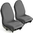 lebogner Car Seat Towel Cover for Post Gym Workout, Running and Swimming, 2 Pack Universal Fit Anti-Slip Waterproof Sweating Bucket Seat Protector for Cars, SUVs and Trucks, Grey