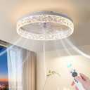 Flush Mount Ceiling Fan with Light, 15.7" Reversible, Dimmable, Noiseless, Small Bedroom Fan with Remote, Indoor Use,White