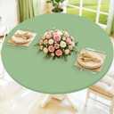 Moosfor Round Spandex Tablecloth, Elastic Fitted Waterproof Tablecloths for 36"-44" Tables, Stretch Washable Picnic Table Cover for Camping, Dining, Indoor and Outdoor, Light Green
