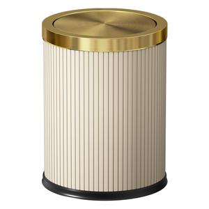 White Gold Bathroom Trash Can,Bedroom Garbage can with lidModern Trash Can with Flipping Lid, 4gallon,Garbage cans for KitchenLiving Room (15L-White)