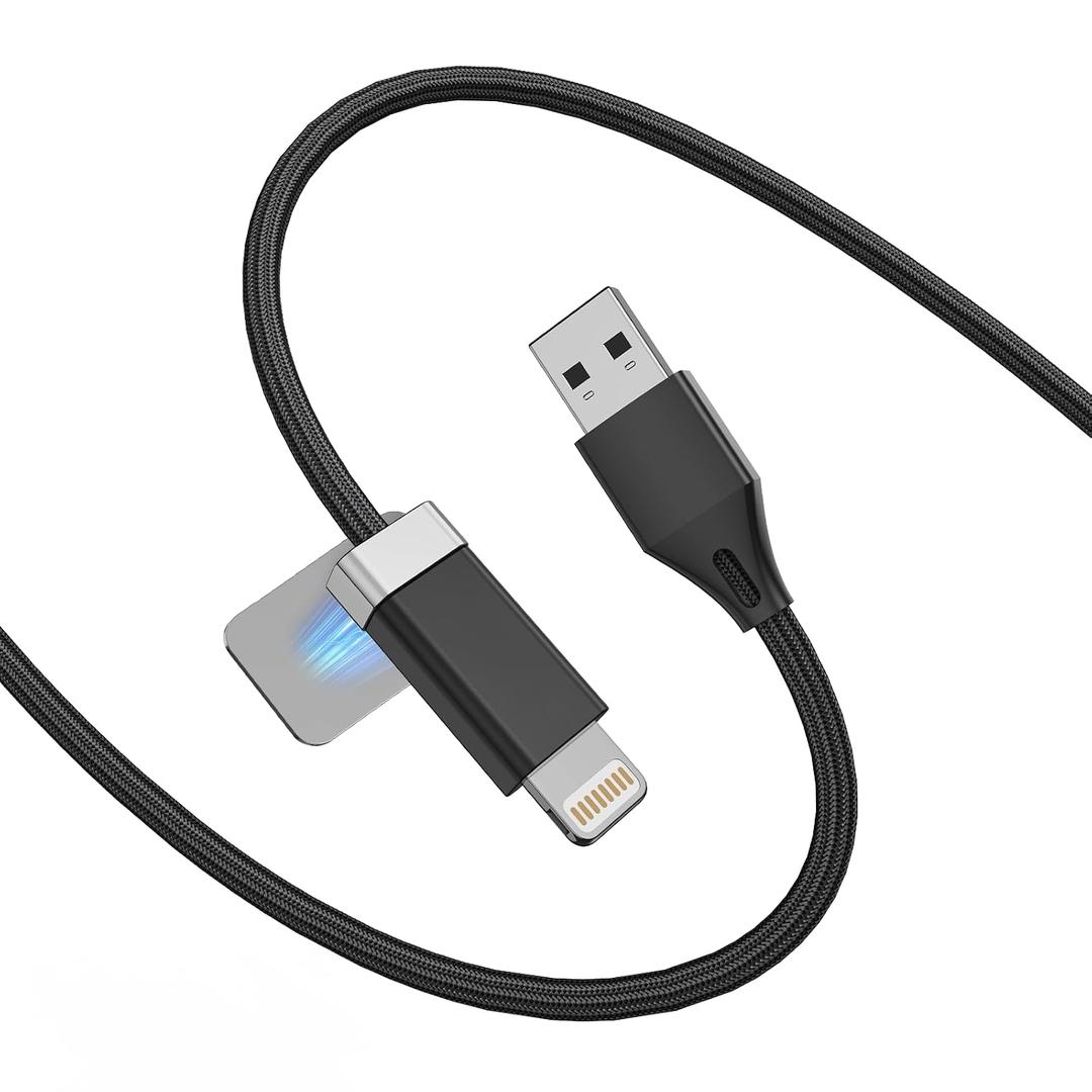 StayCable USB A to Lightning Cable with Magnetic Keeper 5FT, Fast Charging and Data Sync, Braided Anti-Tangle Cord for Phone 12,13,14, Desk Accessories Original Design