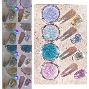 CHARMING MAY 4 Colors Holographic Nail Glitter Powder Set Shiny Metallic Chrome Nail Powder Kit for Acrylic Nails Sparkling Reflective Glitter Galaxy Effect for Party Nightclub(4 Colors(#1#2#3#4))
