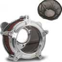 FOR HARLEY-DAVIDSON AIR CLEANER FILTER, SPORTSTER, TOURING, STREET GLIDE, ROAD KING, ELECTRA GLIDE, DYNA, SOFTAIL MOTORCYCLE AIR INTAKE (CHROMED, RED FILTER, C-FOR TOURING 2008–2016).