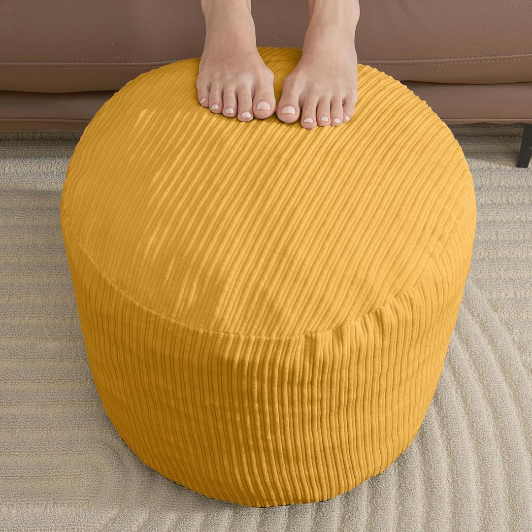 Pouf Ottoman Foot Stools Ottoman with Foam Small Corduroy Ottomans for Living Room Ottomans Pouf 20x15 Floor Poufs Foot Rest for Office Chair Yellow Foot Stool Small