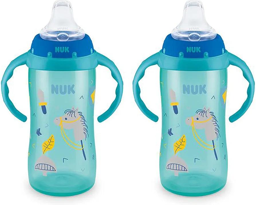 NUK Learner Cup, 10 oz, 2 Pack, 8+ Months﻿ – BPA Free, Spill Proof Sippy Cup