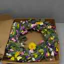 J'FLORU Spring Wreaths for Front Door 22 Inch Artificial Summer Wreath Daisy and Lavender Wreath with Wildflowers for Home Wall Farmhouse Springtime Easter Holiday Party