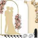 Arch Backdrop Stand and Cover Set, 7.2FT Gold Metal Arch Back Drop Stand with Spandex Arch Background Covers- Balloon Arch Stand Kit for Weddings, Parties, Baby Shower Photo Booths (White+Champange)