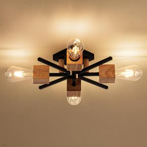 Sputnik Ceiling Light, Black Wood Farmhouse Flush Mount for Kitchen, 1 Pack