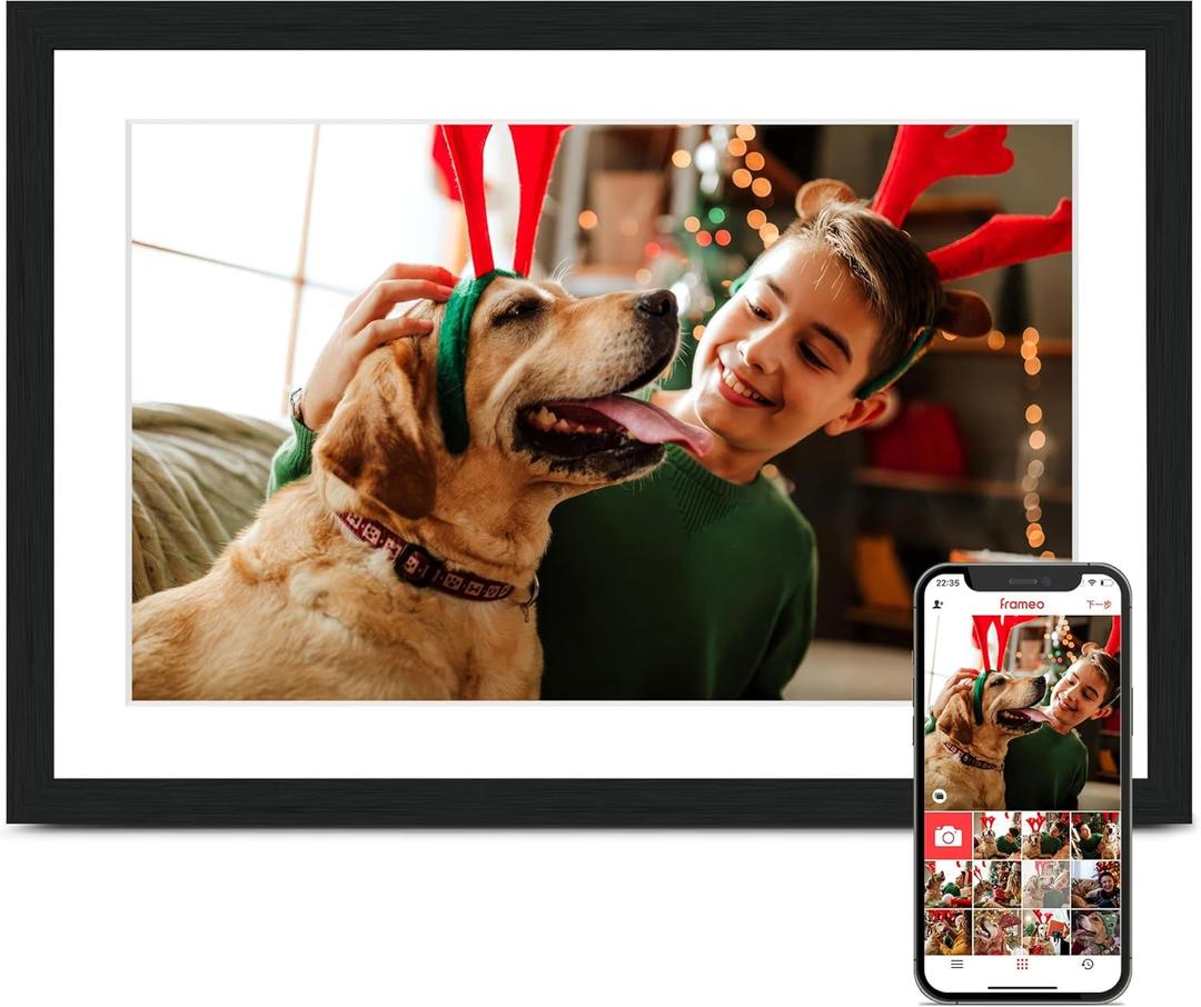 10.1 Inch Digital Picture Frame, Frameo Digital Photo Frame WiFi, Electric Slideshow 1280 * 800IPS Touch Screen, Auto-Rotate, Share Videos Pictures Slideshow, 32GB Memory, Gifts for Family