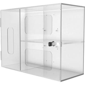 Add-On Sanitizing Station - CTA Add-On Acrylic Station with 3 Locking Sections for Gloves - Masks - Paper Towels - Made for CTA's Premium Locking Floor Stand Kiosks & Mobile Pole Stands (ADD-GLVBOX)