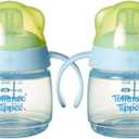 Tommee Tippee Transition Baby Sippy Cup With Spout, Ages 4 Months and Up, 5 oz, Leak-Proof Silicone Spout, Easy Grip Handles, Pink, Pack of 2