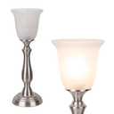 HonoDing Farmhouse Table Lamp for Living Room, Nightstand Lamp with Alabaster Glass Shade, Iron Brushed Nickel Desk Lamp for Living Room Reading Bed Side End Table, Bedroom, Office, Reading Lamp