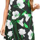 Women's Summer Sleeveless Floral Mini Shift Dress Cotton Linen Tank Dress | Classic Crewneck; Chic Floral Print; Back Zipper Closure; Perfect for Parties (Black, L)