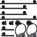 10PCS Matte Black Bathroom Hardware Set, Bathroom Accessories Set Include 24&16 inch Towel Bar, Robe Hook, Towel Ring, Toilet Paper Holder