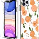 LUHOURI Designed for iPhone 11 Pro Case with Screen Protector - Crystal Acrylic Clear for Women and Girls - Slim Fit Protective Phone Cover 5.8" - Nice Peaches