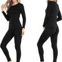WEERTI Thermal Underwear for Women Long Johns with Fleece Lined Base Layer Women Cold Weather Top Bottom (Black, M)