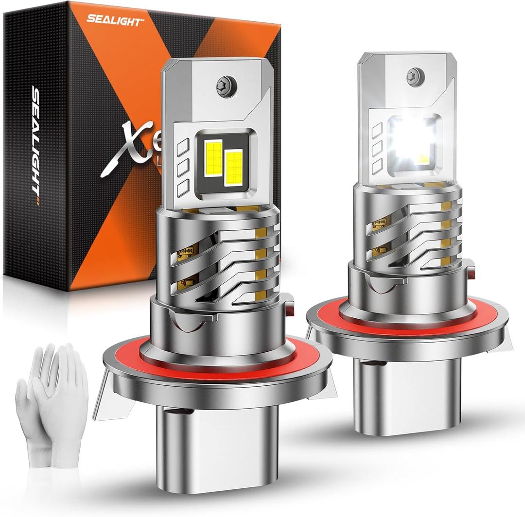 SEALIGHT H13 Bulbs, 48,000LM 900% Brightness 9008 Light Bulbs, 6500K Cool White with 15000RPM Fan, Plug and Play ATV/UTV, 10-Year Extended Lifespan IP68 Waterproof, Pack of 2