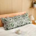 Green Cotton Print Ruffle Pillow Case 14 x 36 Inches Floral Pillow Cover for Bedroom Decoration Couch Sofa