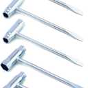 QWORK Chainsaw Scrench, 5-Pack 13 x 19mm T-Wrench Spanner Tool, Combination Screwdriver and Wrench T-Bar Tool Remover for Saw Chain Nuts