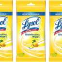 Lysol Disinfecting Wipes To-Go Pack, Lemon Scent, 15 Count (Pack of 3)