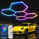 25Pack RGB Hexagon LED Lights, 358 Modes Dimmable Speed Adjustable DIY Color Changing Wall Garage Lights, Modular Panels for Gaming Room Bedroom Decor