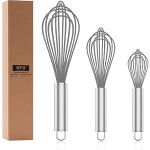 OYV Grey Silicone Whisk, Professional Whisks For Cooking Non-Scratch, Stainless Steel & Silicone Wisk, Plastic Rubber Whisk Tool For Nonstick Cookware Pans, Silicon Wisks Set of 1