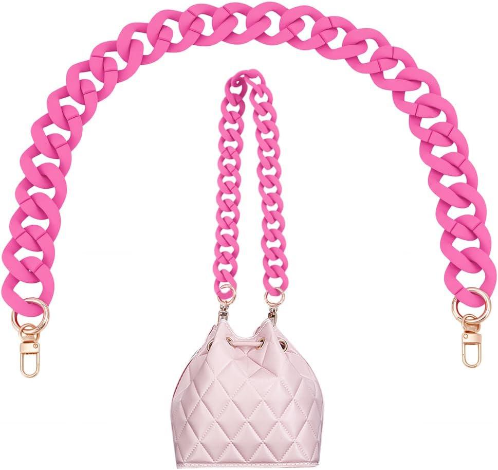 PH PandaHall 26 Inch Decorative Purse Chain Bag Strap Cute Bag Chains Acrylic Extender Chain Replacement Chains with Buckles for Handbags Wallet Shoulder Bag Making, Hot Pink, 1pc
