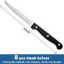 Steak Knives Set of 8, Sharp Triple Rivet Steak Knife Sets, High-Carbon Stainless Steel Serrated Blades, Ergonomic Handles Serrated Steak Knives, Dinner Knife for Kitchen Restaurant, Dishwasher Safe (Silver)