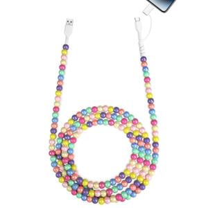 Aolcev USB C Cable for iPhone Charging Cord 2 in 1 Multi Cute Beaded USB to USB C Fast Charger Cord 6.6FT MFi Certified Type C Charging Cable for iPhone 17 16 15 14 Pro Max Galaxy S25 iPad Colored