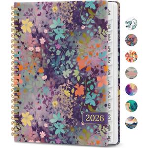 2026 Planner, Weekly and Monthly Calendar Planner Book, January 2026 - December 2026, Hardcover Spiral Planner with Monthly Tabs, Notes Pages, Perfect for Women & Men, A5 (6.4" x 8.5") - Violet