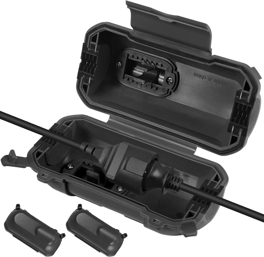 [4-Pack] Outdoor Extension Cord CoversWaterproof Box and Cord Safety housing, Plug Cover, Adjustable Dividers, Protect Outlet, Plug, Holiday Lights & Electrical Tool Cord Connection,Black