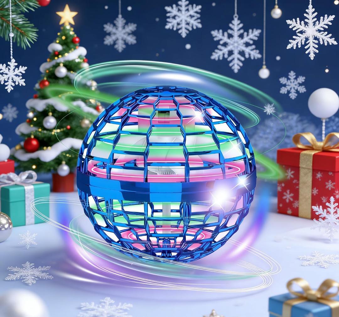 Flying Orb Ball Toys, 2025 Upgraded Toy, Hover Ball Boomerang Fly Fidget Spinner Hand Controlled Mini Drone Cosmic Globe Spinning Cool Toys for 6 7 8 9 10+ Year Old Boys Girls Teens (Blue)