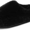 DREAM PAIRS Women's Plush Fuzzy Slip on Indoor Outdoor Winter House Slippers (7-8, Black)