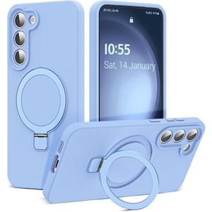 for Samsung Galaxy S23 Plus Case with Magnetic Invisible Stand [Compatible with Mag-Safe] Military Drop Tested [Full Camera Protection] Silicone S23 Plus Cases for Men Women, Blue