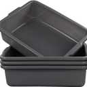 4-Pack Bus Tubs, Commercial Tote Box, Plastic Bus Box (13 L Capacity), Grey