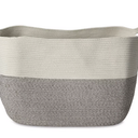 Large Woven Fabric Basket Tan and White 20"