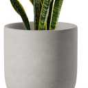 LE TAUCI 10 Inch Plant Pot, Ceramic Pots for Plants with Drainage Hole and Rubber Plug, Plant Pots Indoor for Home Garden Patio Office, Cylinder Flower Planter Pot, Neutral Gray