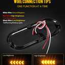 Partsam 2Pcs 6" Oval Arrow Turn Signal Lights Truck Trailer Amber 25LED Surface Mount Smoke Lens Waterproof Sealed Led Marker Clearance Lights Indicators Flange Mount 12V